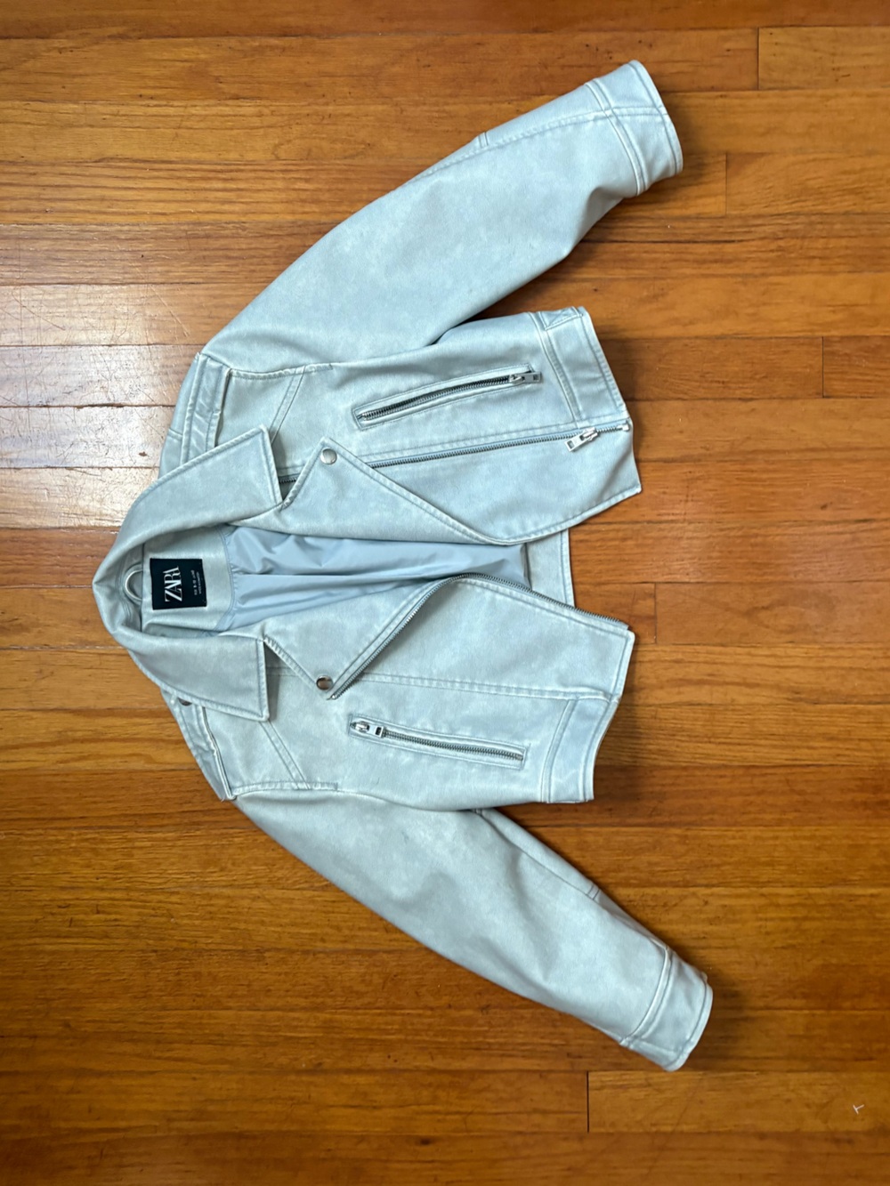 Zara Silver Faux Suede Moto Jacket